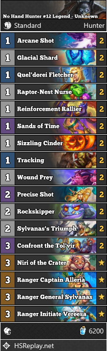 neon31HS's tweet image. [STANDARD] Unknown reached #12 Legend with No Hand Hunter.

Score: 12-4

▼ Deck Code and more:
hearthstone-decks.net/no-hand-hunter…

#StandardHS #Hearthstone