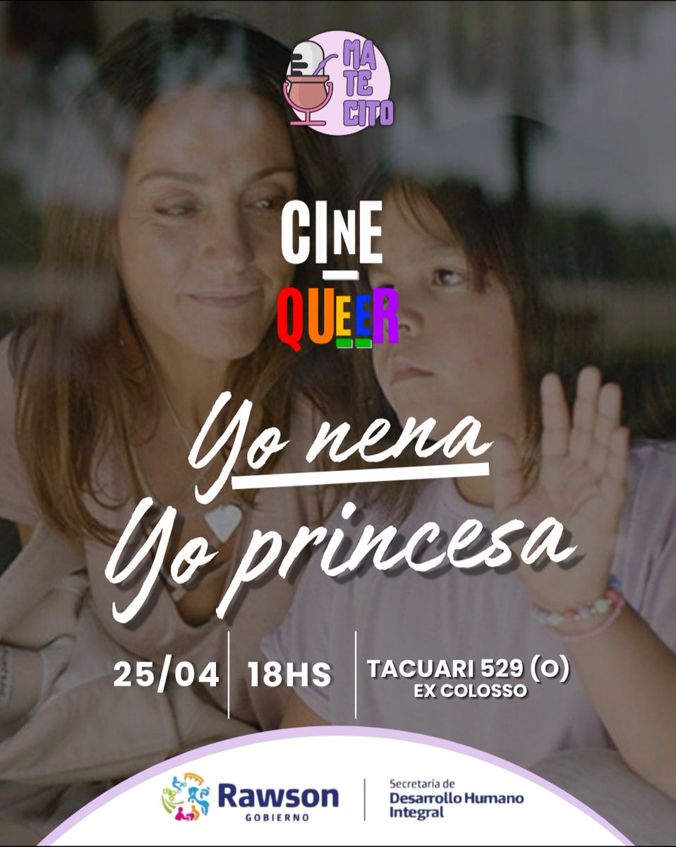 TENEMOS CICLO DE ✨CINE QUEER✨
Este sábado 25 de Abril, junto a la Secretaria de Desarrollo Humano, les traemos "yo nena, yo princesa" de Federico Palazzo, una producción queer y drama biográfico argentino 🇦🇷
Lxs esperamos a todxs porque hay FERIA, DEBATE y es GRATIS!