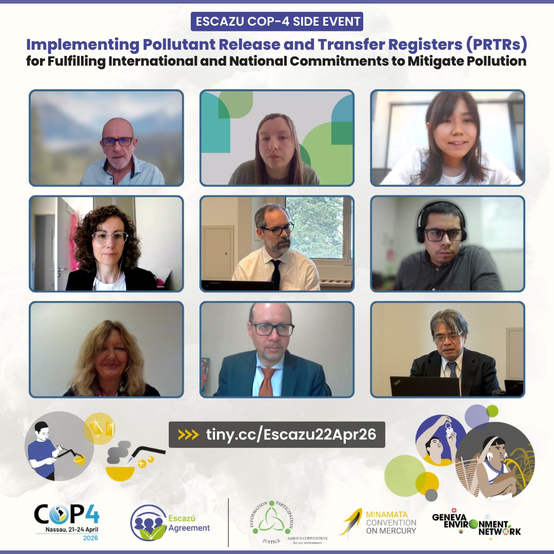 GENetwork's tweet photo. #Live now!
Join this #COP4Escazú side event on implementing Pollutant Release & Transfer Registers (#PRTRs) to support the mitigation of pollution through strengthened transparency and access to information.
▶️ https://t.co/82Meym9AhY
📺 https://t.co/shJCwFZsEj https://t.co/eaNkYMT2zE