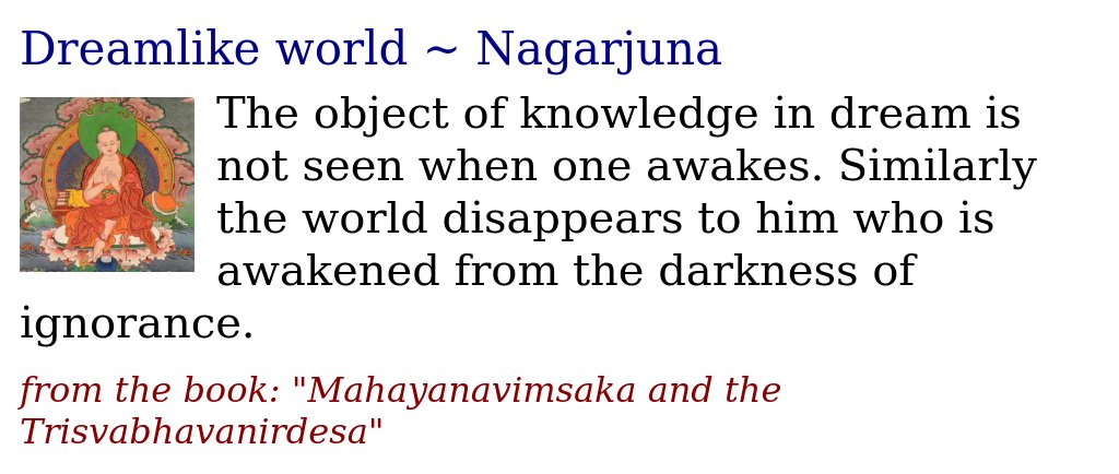 JDharmaQuotes's tweet image. Dreamlike world ~ Nagarjuna
justdharma.org/dreamlike-worl…

#Nagarjuna #awakening #world #dream