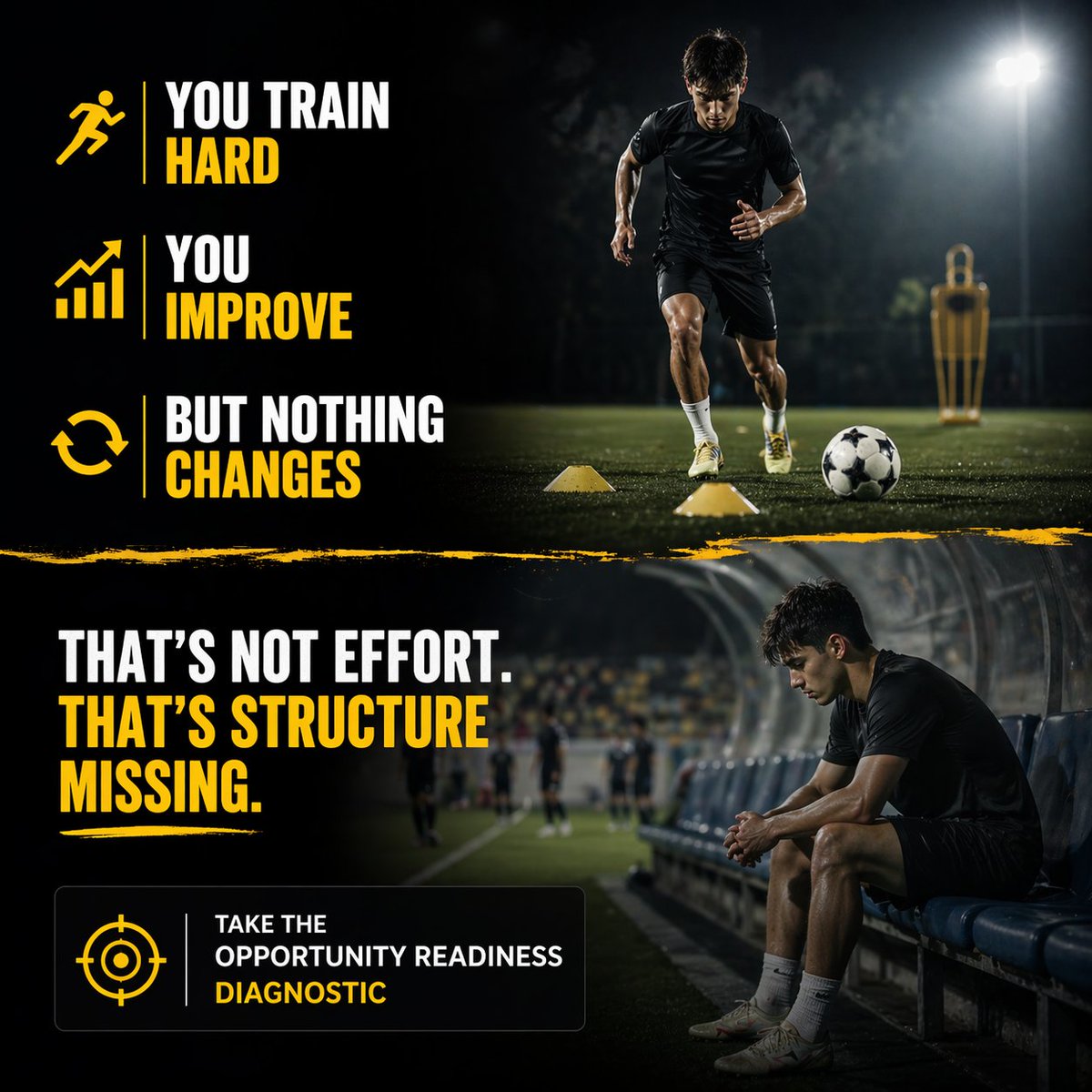 PitchedWisdom's tweet image. You train hard
You improve
But nothing changes
That’s not effort
That’s structure missing

Take the Opportunity Readiness Diagnostic

#footballtraining #athlete