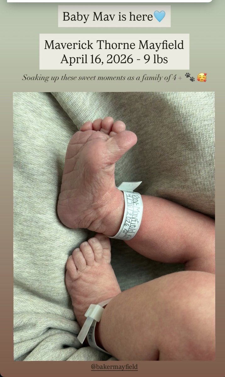 Congrats to Baker and Emily Mayfield on the birth of their baby boy. Maverick  Thorne Mayfield.