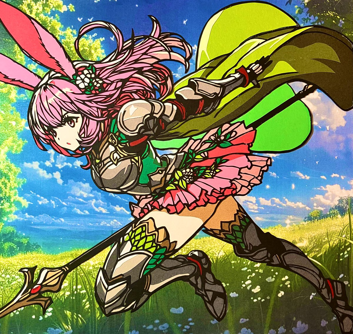 shikitsuzuri's tweet image. ー四季のケモミミ戦士シリーズ⚔️ー

このシリーズは背景や解釈をコメントしてくれる方がいて嬉しかったです☺️
もしこの子たちに設定をつけるなら、どんな感じになりそうですか？
台詞・小話・イラスト、なんでもOKなので思いついたらぜひ🙏
#切り絵 #ケモミミ #paperart