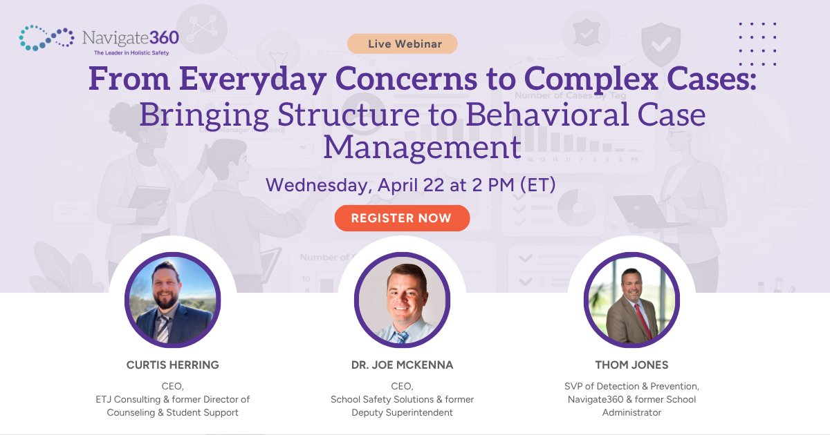 Navigate360_'s tweet image. We’re live today! 

During Youth Violence Prevention Month, rethink how you manage student behavior concerns. Learn a clearer, structured approach to identify risks, build support plans, track progress &amp;amp; close cases. 

Join us! hubs.la/Q04czK730

#SchoolSafety #PBIS #MTSS