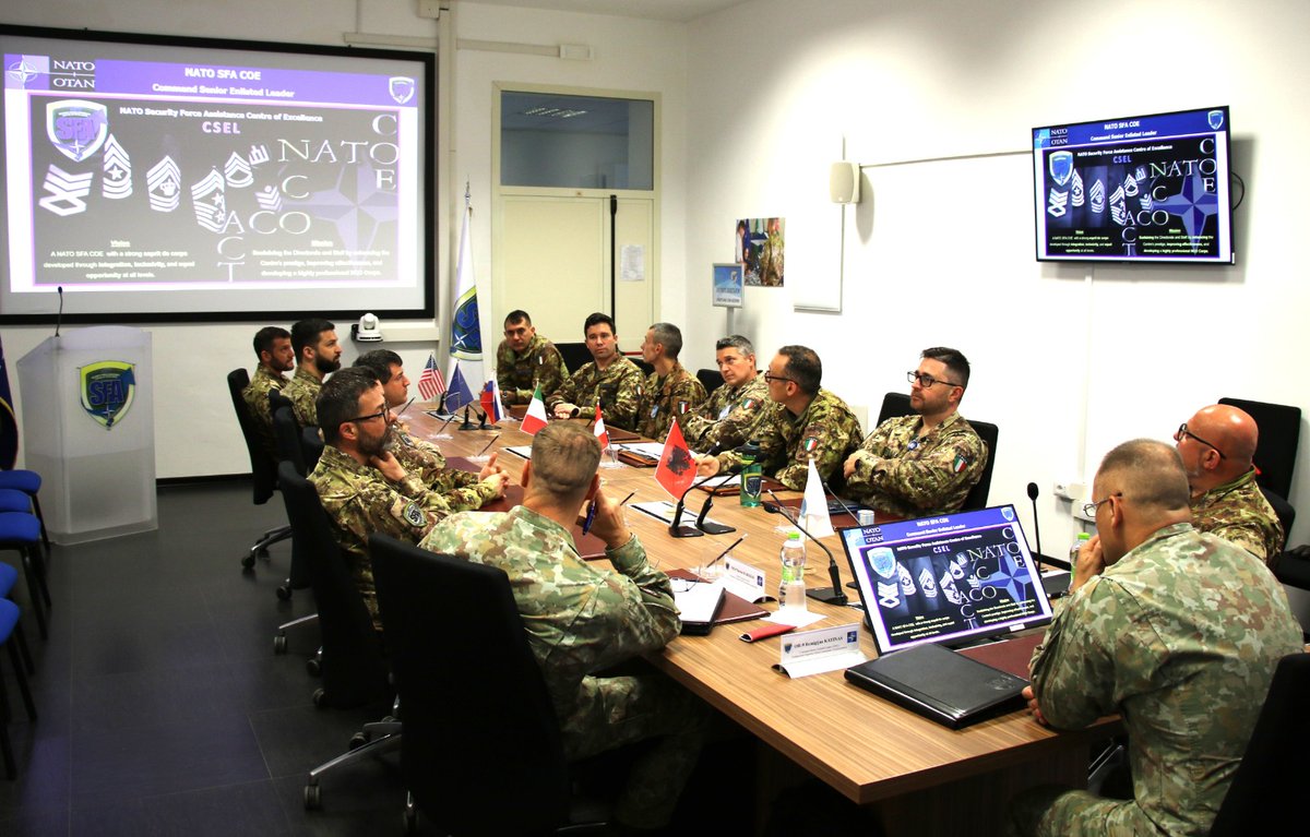 NATOSFACOE's tweet photo. @NATO_ACT CSEL met with #NSFACOE CSEL and NCOs to discuss key NCO-related matters, including education, recruitment, and professional development within the @NATO NCO Corps
#NATO #WeAreNATO #StrongerTogether https://t.co/A38Aa1pSgj