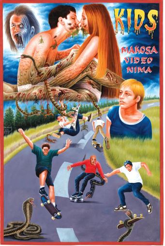 FilmsQuirky's tweet image. #AfricanFilmPoster  #GhanaFilmPoster
In Ghana 🇬🇭 when posters can't be imported, local artists will bootleg them to the best of their abilities.

#Kids (1995)
A day in the life of a group of teens as they travel around NYC skating, drinking, smoking and deflowering virgins.
