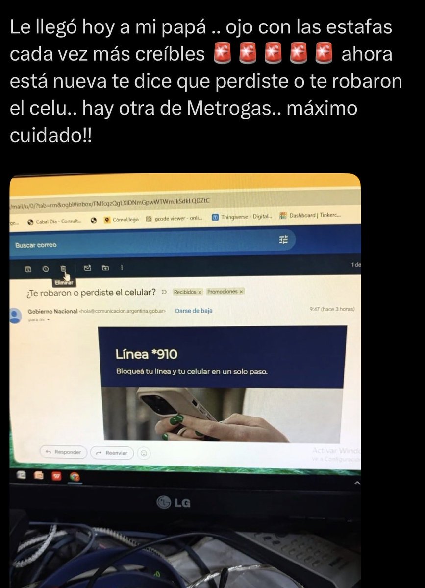 maxifirtman's tweet photo. Ni la de Metrogas ni esta eran estafas. Ojo con las estafas, sí. 

Pero criterio para prestar atención, por favor. https://t.co/ObjoFkcEUY