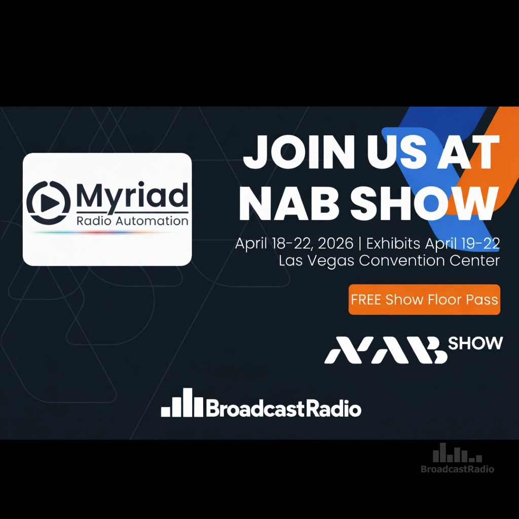 BroadcastRad's tweet photo. The Zero Equipment revolution is here. Why spend thousands on hardware? Launch a station with Myriad Cloud, NAB Show Product of the Year 2024. Visit Stand C2230. Use code NS9659 for a free pass. See you in Vegas. #NABShow2026 #MyriadCloud #Radio #BroadcastRadio https://t.co/OgMjmEAhRs