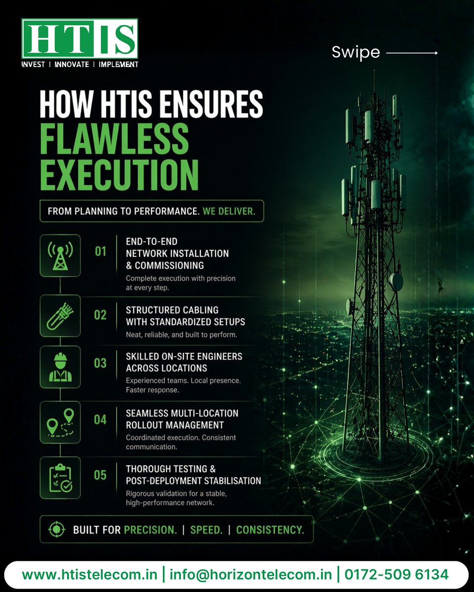 Htis_Telecom's tweet image. Why do network deployments fail or get delayed?

Execution gaps, not planning.

From installation to stabilisation, structured deployment makes the difference.

htistelecom.in
...
#NetworkDeployment #EnterpriseIT #ITInfrastructure #Telecom #HTISTelecom