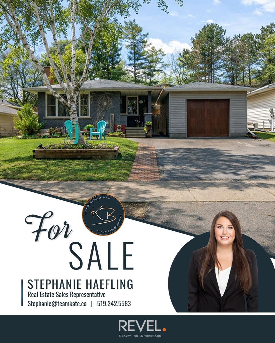 TeamKateAgents's tweet image. #ForSale! 102 Century Hill Drive, #Kitchener is A well-maintained MOVE-IN READY bungalow with 3 bedrooms and 1.5 bathrooms. Listed for $729,900. #RealEstate 

Revel Realty Inc. - The Kate Broddick Team
Stephanie Haefling - Real Estate Sales Representative