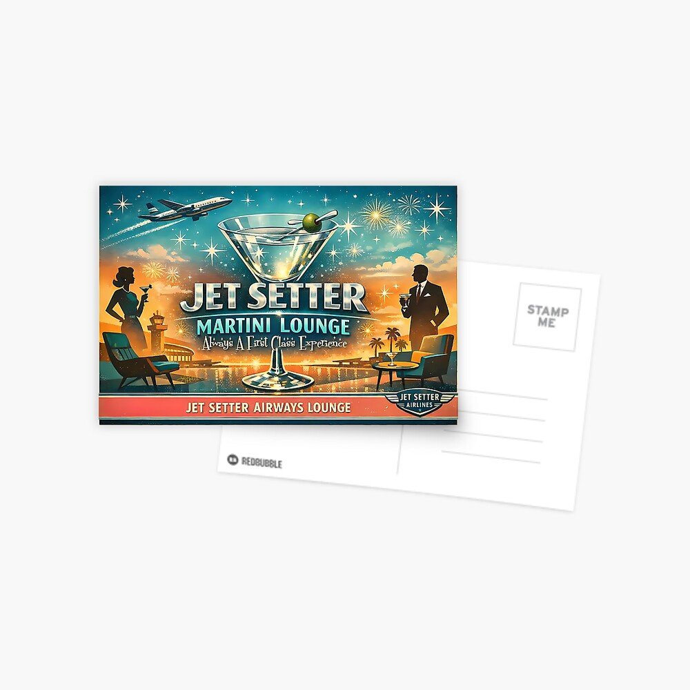 LeeHillerDesign's tweet image. Retro 50s Jet Setter Martini Lounge #postcards  #martini #jetset #jetsetter #retro  

#RBandME:  redbubble.com/i/postcard/Ret… 

#findyourthing #redbubble