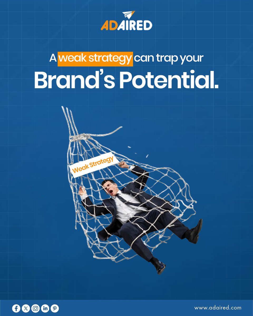 adaireddigital's tweet photo. A weak strategy doesn’t just slow you down, it holds your brand back. With the right direction, every campaign performs better and drives real growth. Don’t stay stuck. Let’s build a strategy that delivers results. 

Connect with Adaired: https://t.co/gOPZrZz4cy 

 #BrandGrowth https://t.co/i9kEvRUlvk