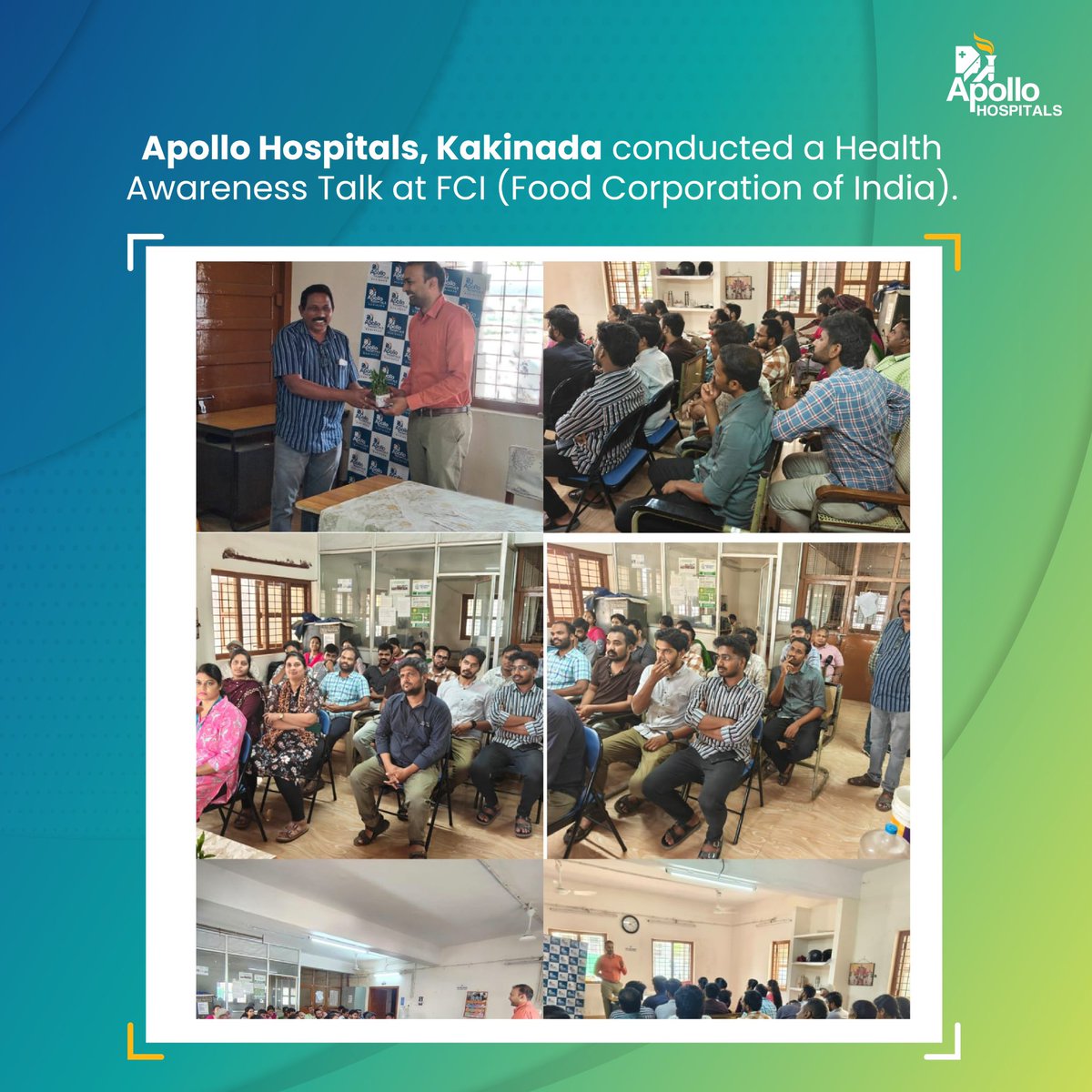 HospitalsApollo's tweet image. The right knowledge can make all the difference.
Apollo Hospitals, Kakinada conducted a Health Awareness Talk at FCI (Food Corporation of India), promoting preventive healthcare practices.

#ApolloHospitals #ApolloKakinada #HealthAwareness #PreventiveHealthcare