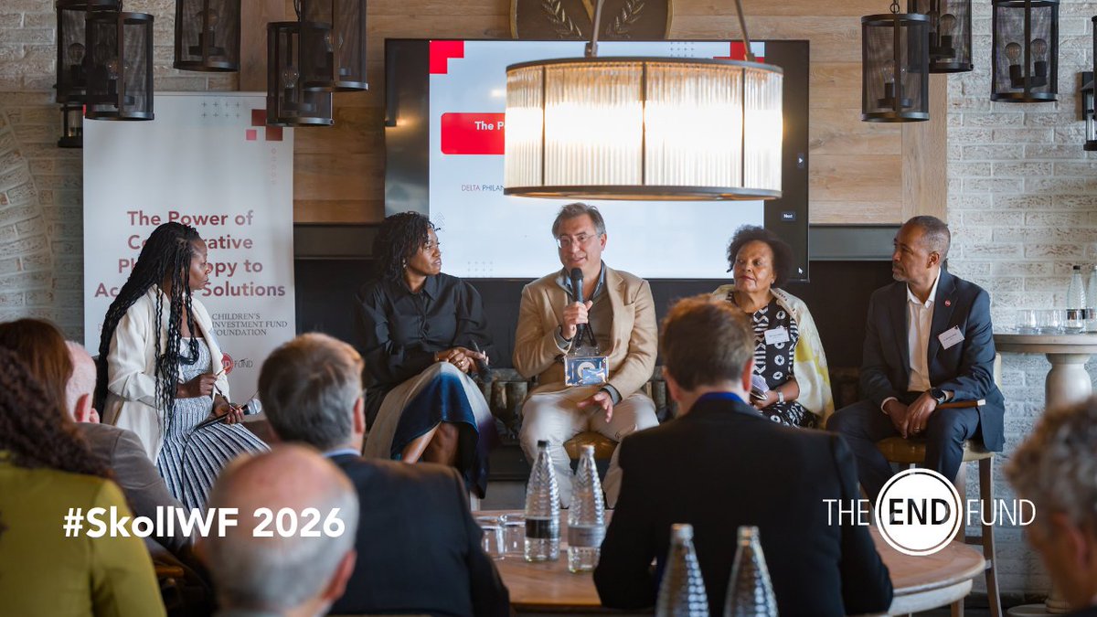 TheENDFund's tweet photo. Today, we embraced collaborative philanthropy in our sidelines panel at #SkollWF. 

Our CEO, Dr. Solomon Zewdu, was joined by Tsitsi Masiyiwa - Delta Philanthropies, Sir Christopher Hohn, Faustina Fynn-Nyame - CIFF &amp; Bernadette Moffat - ELMA Philanthropies. 

#EndNTDs https://t.co/EBft7cVMNt