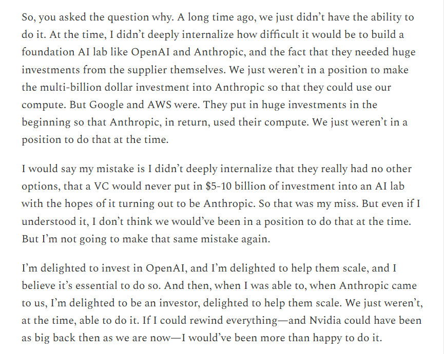 this is a fascinating comment and line of thought by Jensen