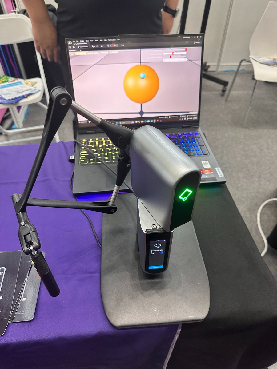 Ericlee3315's tweet photo. Spent the day at #ShenzhenFairPlus robot expo.

Not as a spectator. As someone trying to figure out what's actually buildable right now, and what's still vaporware.

A few honest observations 👇

1/Haptic feedback hardware is further along than most people realize.

Saw the Haply Inverse3 X running a live demo — desktop device, lets you physically feel virtual objects through a robotic arm.

This is how robot teleoperation training data gets collected at scale. Quiet infrastructure, but important.🧵