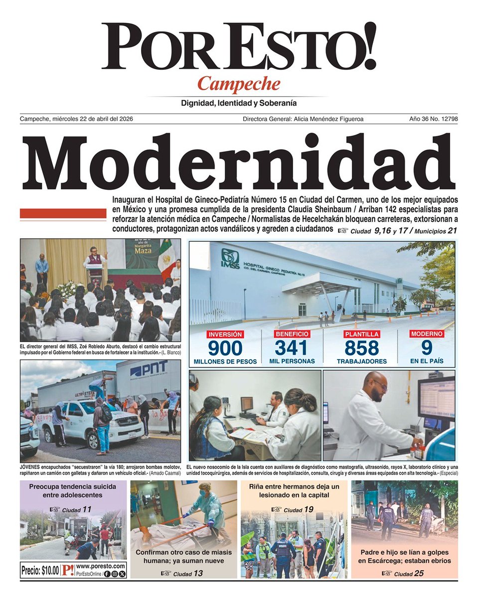 PorEstoOnline's tweet image. ¡Buen día! ☕📰 Aquí tienes las noticias más importantes de la #PenínsulaDeYucatán y la #República para que estés bien informado. Descúbrelo todo en las portadas de #PorEsto!