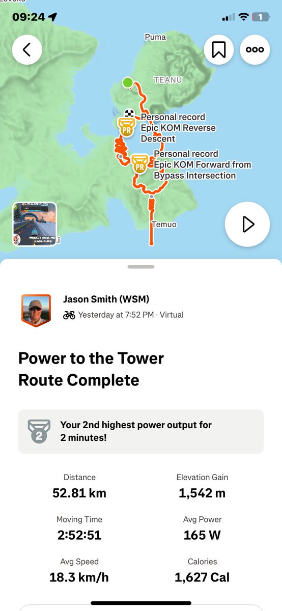 ChallengerWSM's tweet image. Penultimate Ride on Watopia leaving just 1 more route to complete the full set….its only taken about 5 years to complete them all. @GoZwift #strava #zwift #watopia