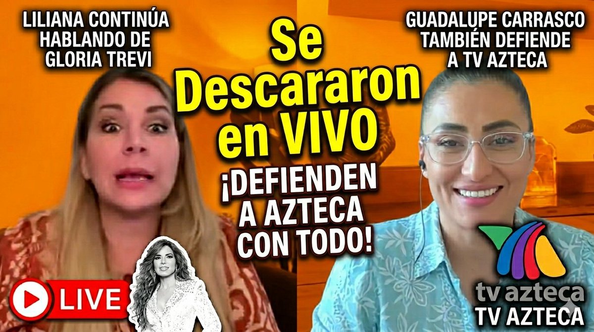 Trevidocumental's tweet photo. SE DESCARAN EN VIVO Meten las Manos al Fuego por TV AZTECA!
Se Descaran EN VIVO!! Liliana CONTINUA HABLANDO DE GLORIA TREVI y
Ella y Guadalupe Carrasco Salen a defender con todo a TV AZTECA por que?
https://t.co/nRLjhyDpc0
#raquenel #GloriaTrevi #trevidocumental #SergioAndrade https://t.co/vtEAdyNnF3