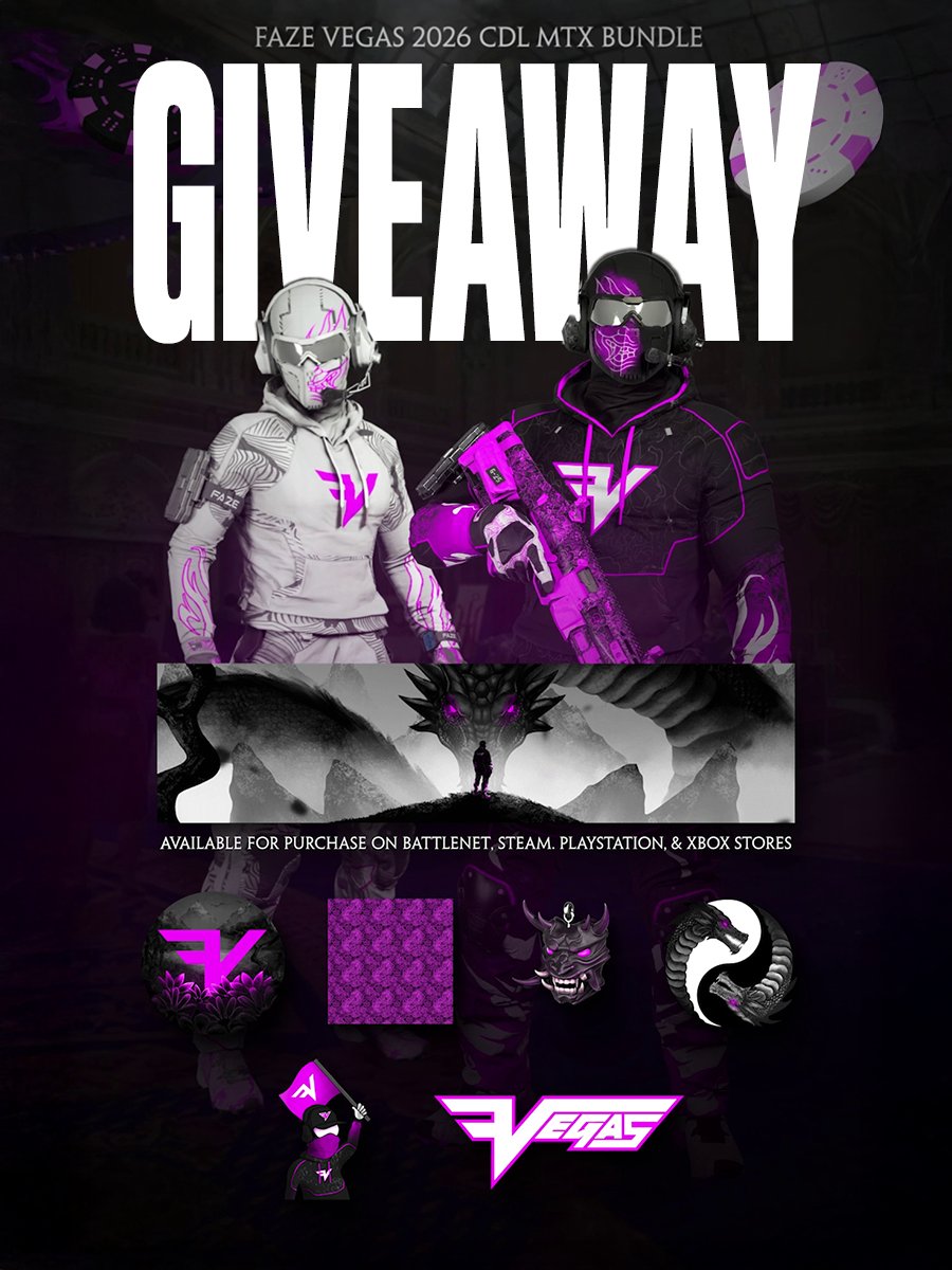 🚨 FAZE TEAMPACK GIVEAWAY 🚨

- 15 Winners
- Like and Repost
- Reply with your platform choice
- Text 'FAZEVEGAS' to 50402

Winners will be announced on Friday! 🎁