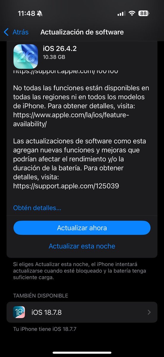sralex33's tweet photo. @iManuMX iOS 18.7.8 para 16 Pro https://t.co/4qfkqejU22