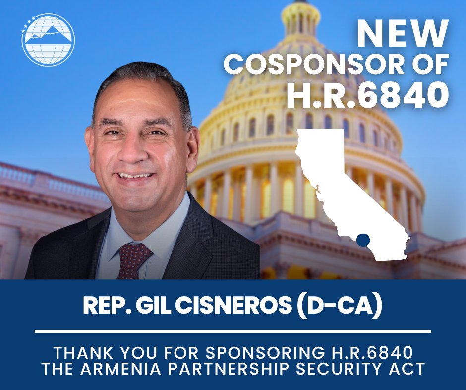 ARAMAC_DC's tweet photo. After meetings on Capitol Hill, we are thrilled to see our advocacy in action.

We thank @RepGilCisneros (D-CA) for cosponsoring H.R. 6840, The Armenia Security Partnership Act. 

Take action:  https://t.co/ZLLoDK1hV4 https://t.co/Vm89wD0qWy
