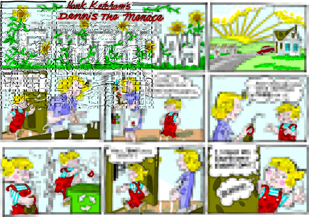 ComicsKingdom's tweet image. Taking care of the earth is easy- even Dennis can do it! ♻️ #Recycle #DennisTheMenace #EarthDay