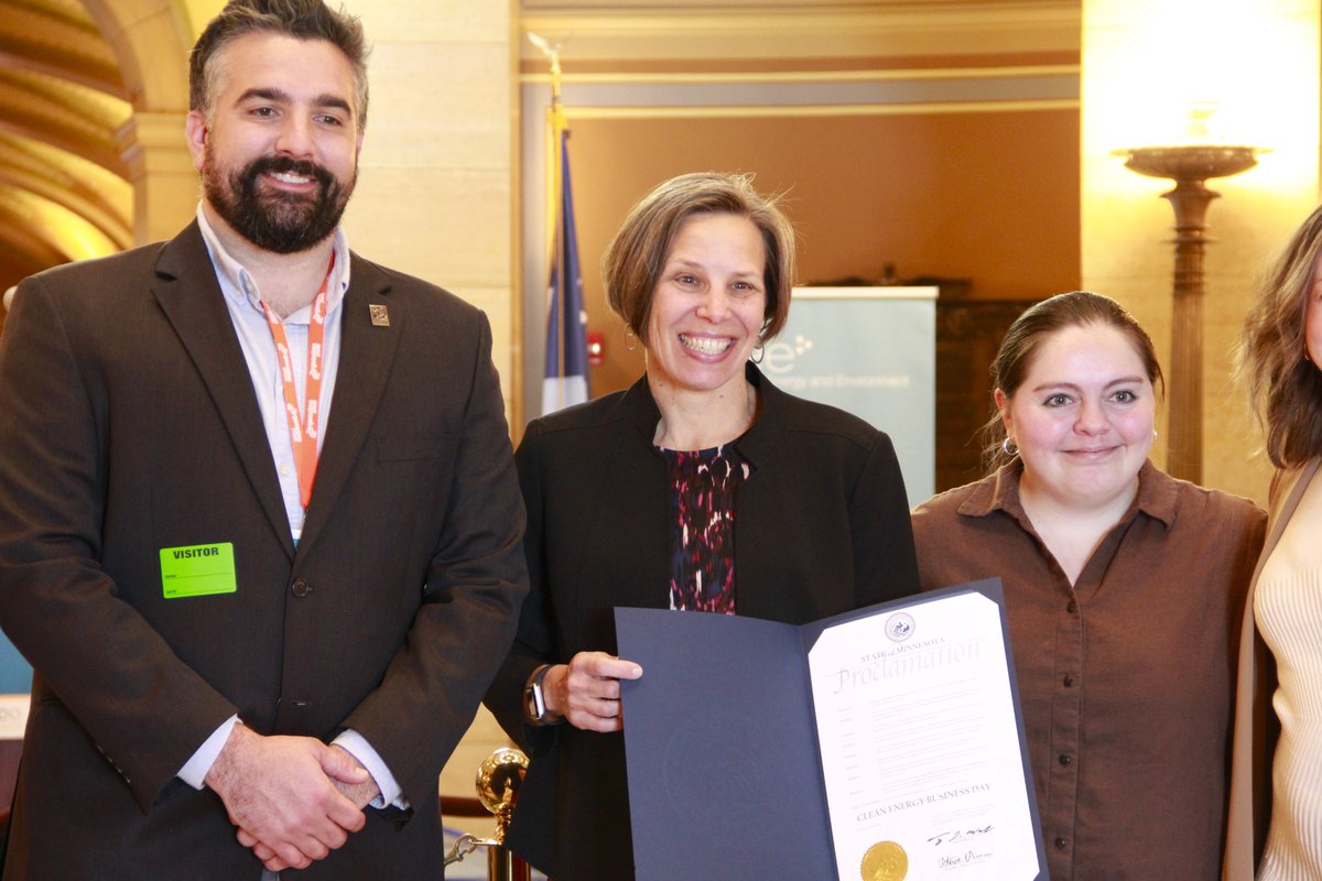 MNCommerce's tweet photo. Happy Earth Day! Yesterday’s Clean Energy Business Day at the Capitol showcased Minnesota’s momentum toward a clean energy future—highlighting one-third renewable electricity, fast-growing clean energy jobs, expanding wind and solar, EV adoptions, and... https://t.co/oBBYvmMLa2