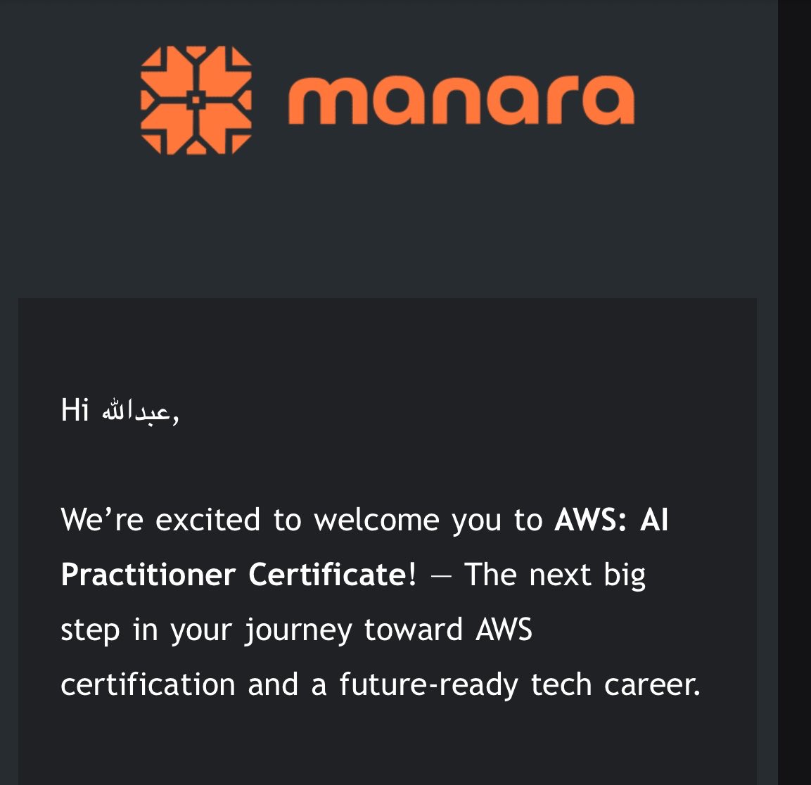 abdullahdhale's tweet photo. "خريج"
- 23 ساعة جدول جامعي 
- برنامج منصة Manara (AWS)
- برنامج أكاديمية الاتحاد السعودي للرياضات الإلكترونية 
- وزارة الاتصالات وتقنية المعلومات مسار " Mostaqbali Program"
-  معسكر #AI_Era
- مشاركة مع جوالة جامعة القصيم في تنظيم "حج 1447" https://t.co/YnwI5WQxeN