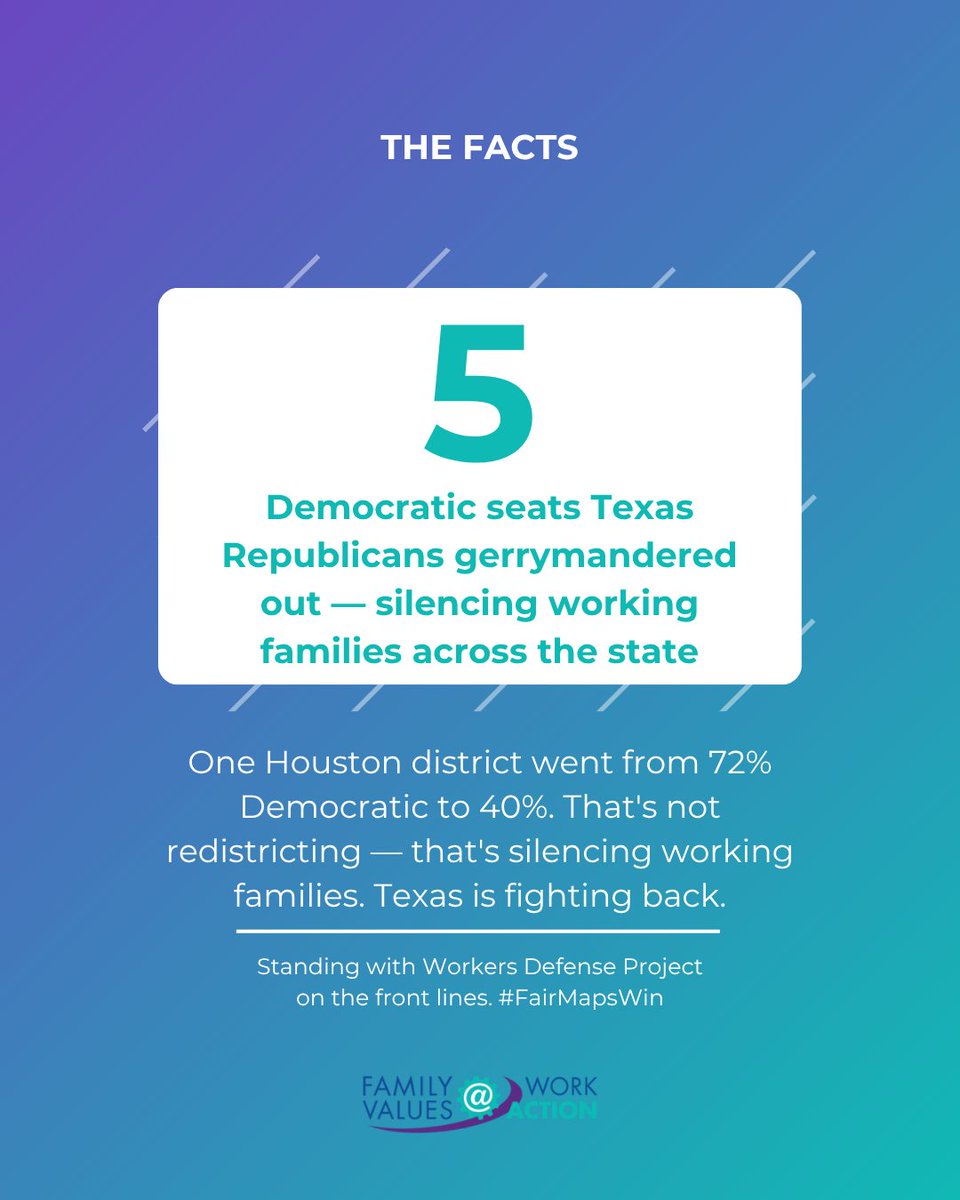 FamValuesAction's tweet photo. WE DID IT. 🗳️

Virginia voted YES — refusing to let Trump rig the 2026 midterms.

Voters approved a new congressional map that could shift the state's U.S. House delegation from 6-5 Democratic to as many as 10-1.

But the fight doesn't stop at state lines. 
➡️ Texas Republicans gerrymandered 5 Democratic seats off the map, silencing communities of color. 
➡️ Missouri Republicans drew Black voters out of Kansas City.

Our coalition partners are fighting back — and we stand with them. Virginia won. Texas and Missouri are next. ✊

👉 Don't just share this post. Host a House Party for Democracy → https://t.co/74tyHrmICW