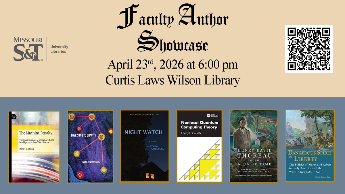 SandTLibrary's tweet image. Join us tomorrow in recognizing the faculty authors of Missouri S&amp;amp;T! #sandtlibrary #authorevent
