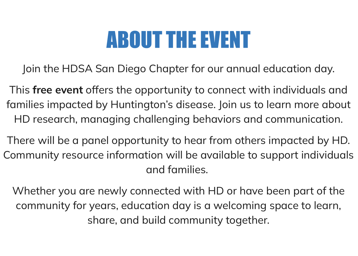paulcjune's tweet photo. We are less than one month away from our #FamilyEducationDay on Saturday, May 2nd!🤗
This free event offers the opportunity to connect with those impacted by Huntington’s disease. 
If you haven’t already, please register🫶🏽👇
https://t.co/FR86l88rIV https://t.co/u2uKwIrpAL
