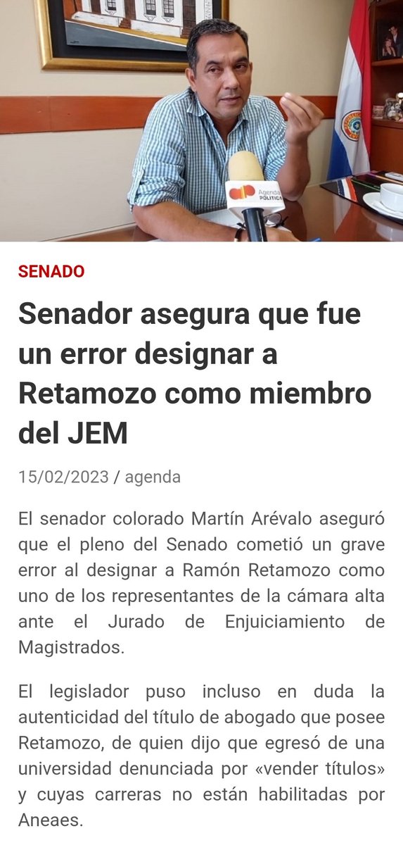 Ramón Retamozo, dijo que "no le da vergüenza" Hernán Rivas. Votó por aprobar su permiso. En febrero de 2023 cuando eligieron a Retamozo como miembro del JEM le acusaron de tener también un título falso de abogado. La Universidad Tres Fronteras le expidió el papel en cuestión.