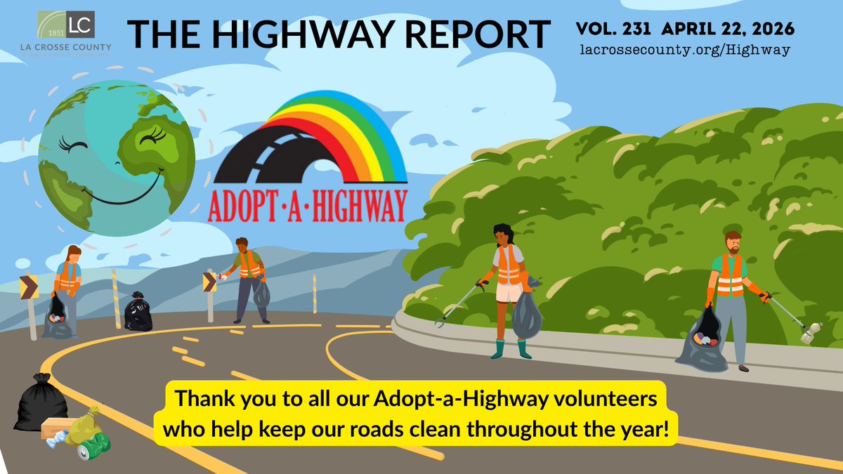 lsectyhighway's tweet photo. Thanks to all our Highway cleanup volunteers today and everyday you help us keep La Crosse County looking fabulous.  Happy Earth Day :)! https://t.co/RP8apLl7yB
