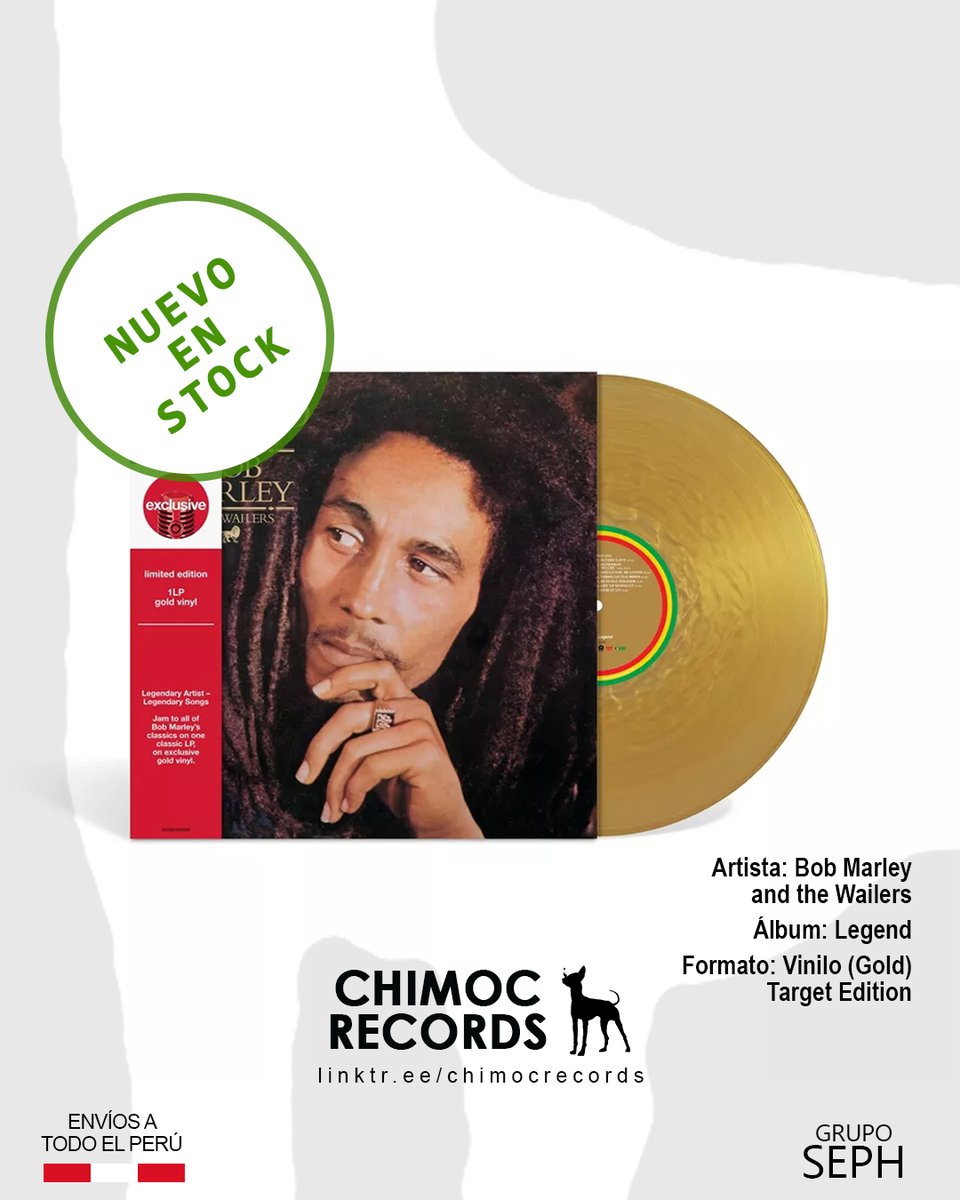 ¡Nuevo en stock! 🤩
Bob Marley and the Wailers - Legend
Vinilo Target (Gold) nuevo y sellado
➡️ Precio: S/ 145

#BobMarley #Legend