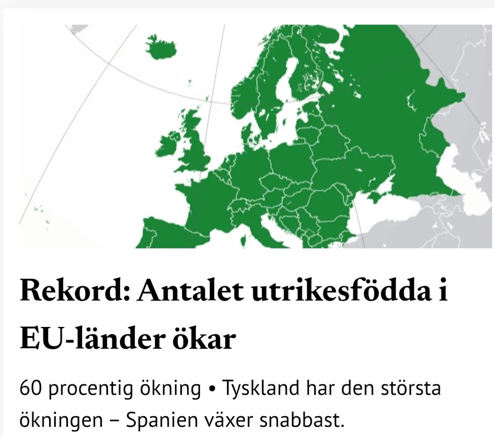 Antalet utrikesfödda inom EU-länder når en rekordnotering på drygt 64 miljoner människor under 2025. Det är en uppgång med omkring 2,1 miljoner på ett år. Tyskland står för den största ökningen medan Spanien är det land där fenomenet ökar snabbast. Sju av tio kom till EU från