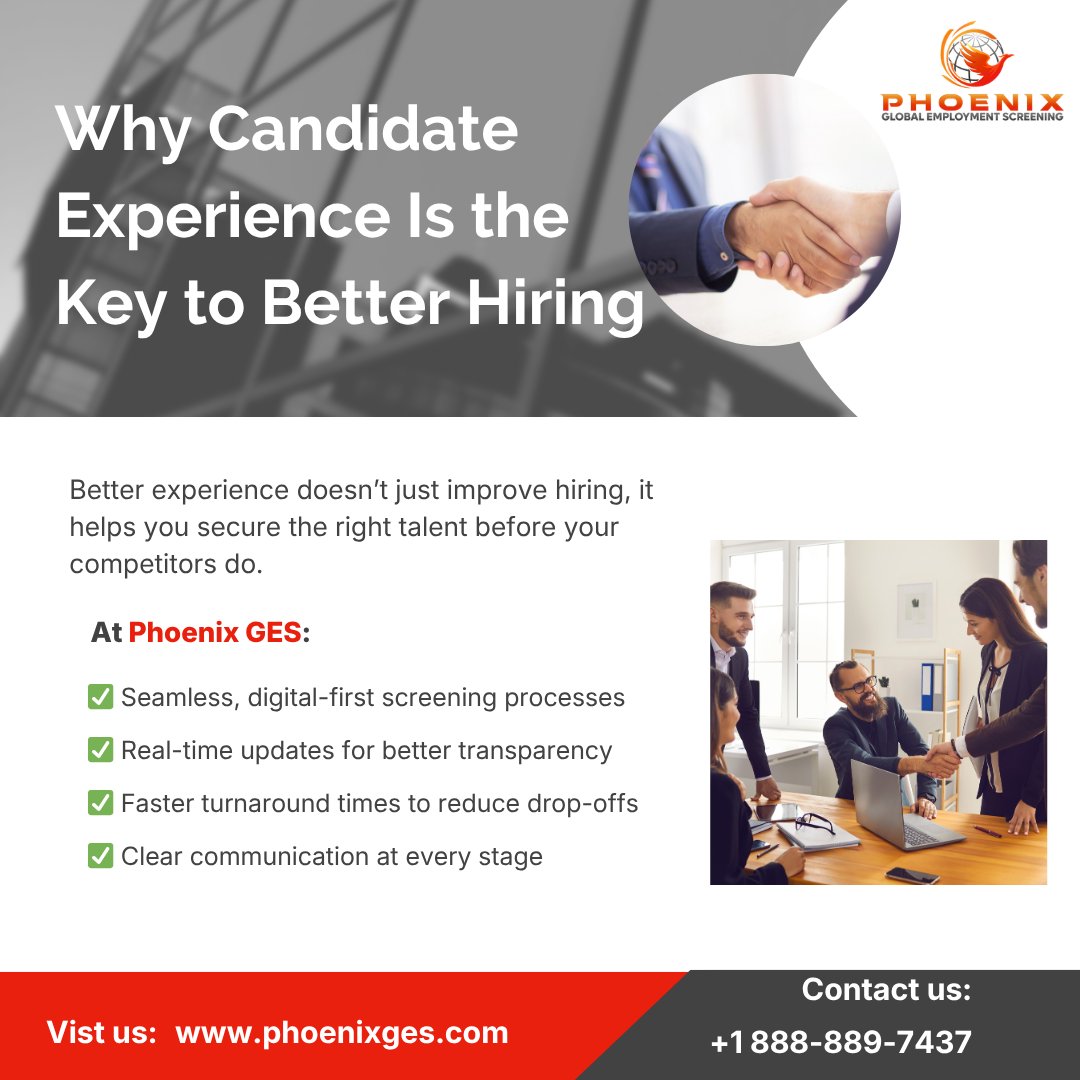 PhoenixGES's tweet image. Candidate experience drives hiring success.

Slow, unclear screening leads to drop-offs and lost talent. Faster, transparent processes help you secure the right candidates before competitors do.

Visit us at: phoenixges.com

#PhoenixGES #TalentAcquisition #GlobalHiring