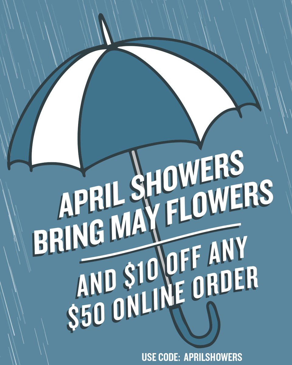 Rainy days sometimes mean you just want to stay inside. We got you! Use Promo Code: AprilShowers to get $10 off any $50 to-go pickup order online, now through April 30th!  Online carryout only.  bit.ly/3OkaTPD