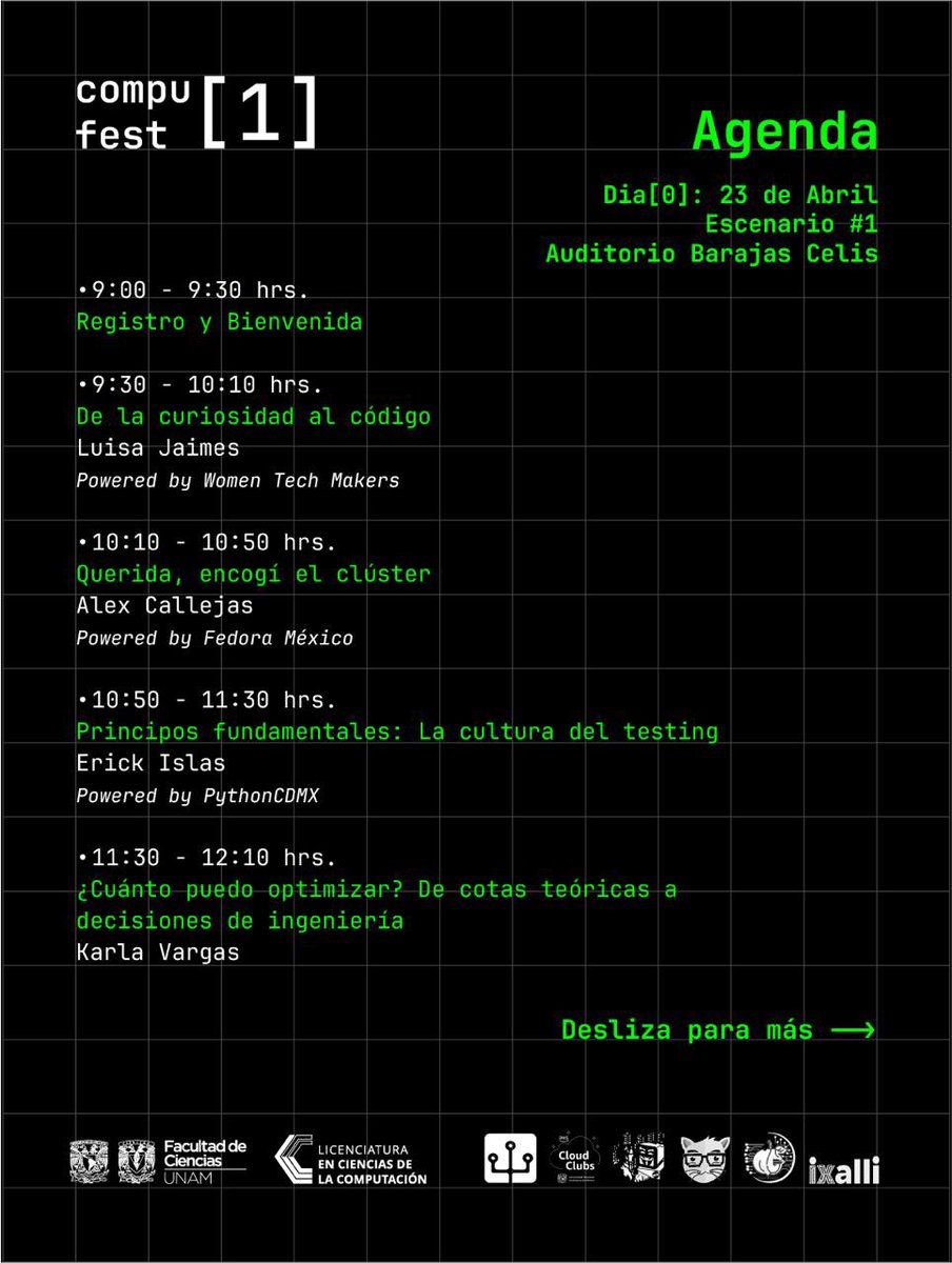 dark_axl's tweet image. ¡Goya! 🏛️💙💛 Mañana el Tour de la Soberanía llega al #CompuFest (Ciencias #UNAM).

10:00 AM | Auditorio Alberto Barajas Celis.

Vamos a demostrar que para ser un arquitecto de élite no necesitas la nube, necesitas el metal. 🤏☸️🎸

#RedHat #MicroShift #SoberaniaTecnica #CU
