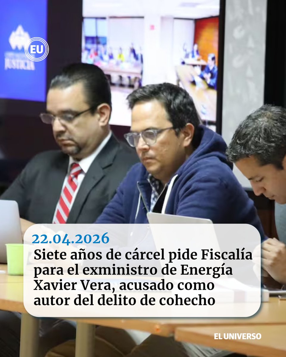 eluniversocom's tweet photo. Siete años de #cárcel pide Fiscalía para el exministro de Energía Xavier Vera, acusado como autor del delito de cohecho; Tribunal delibera decisión https://t.co/GaOcW39mZf https://t.co/ZeFIhEbRM0