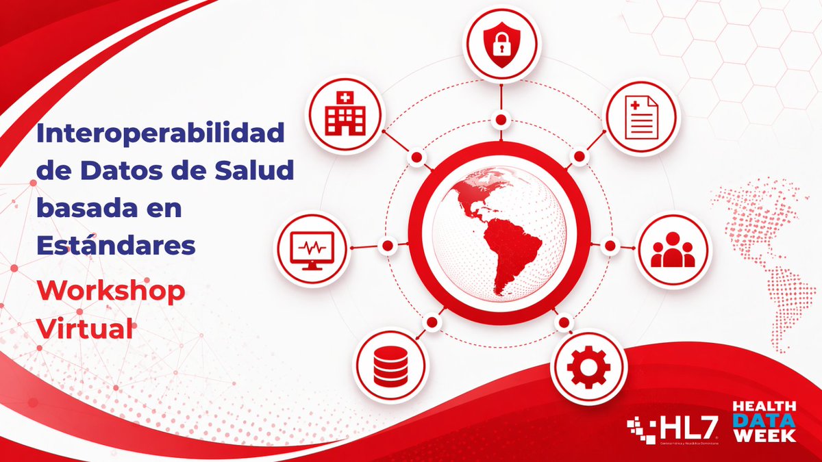 HL7CAM's tweet photo. 🚀 HL7 Centroamérica y República Dominicana, en el marco de la #HealthDataWeek2026, realizará el taller virtual:

Interoperabilidad de Datos de Salud basada en Estándares

📅 21 mayo 2026
🕔 17:00 hrs (MX)
💡 OpenHIE, estándares, gobernanza y casos reales en LATAM.

🎓 Incluye badge digital

🔗 Registro: https://t.co/ccAmGiYAf6

#Interoperabilidad #SaludDigital #HL7 #FHIR #OpenHIE