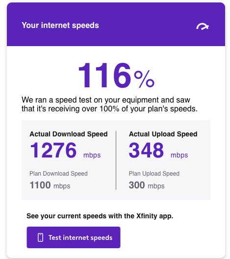 blusanders's tweet photo. This is straight up gaslighting by @XfinitySupport @Xfinity. 350 maybe and not often. I've never even seen a gig one single time at my house. We should be prorated every bill. https://t.co/zpTlFVGV9a