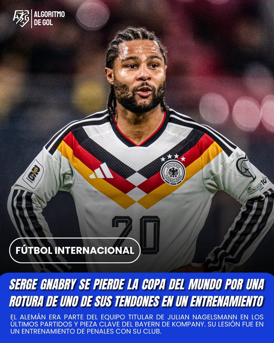 🏥🇩🇪 ¡GNABRY FUERA DEL MUNDIAL!

El alemán no será parte del equipo de Nagelsmann para disputar la Copa del mundo con Alemania debido a una lesión en sus tendones.

⁉️ ¿Que jugador debería reemplazarlo en el equipo "teutón"?