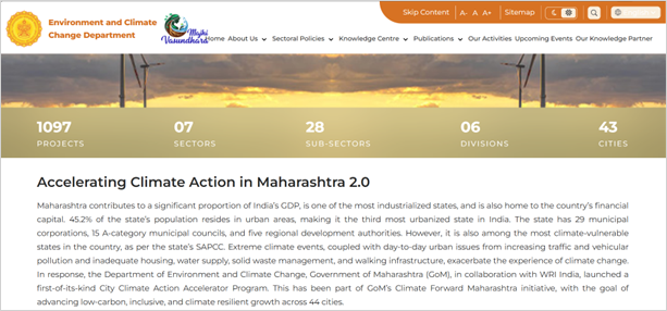 mahascac's tweet photo. The Government of Maharashtra, through its Environment and Climate Change Department, has launched Phase 2 of Accelerating Climate Action in Maharashtra under the Climate Forward Maharashtra initiative, in collaboration with @WRIIndia 

Link: https://t.co/43ob3bRgyj https://t.co/vLzYoxXkxJ