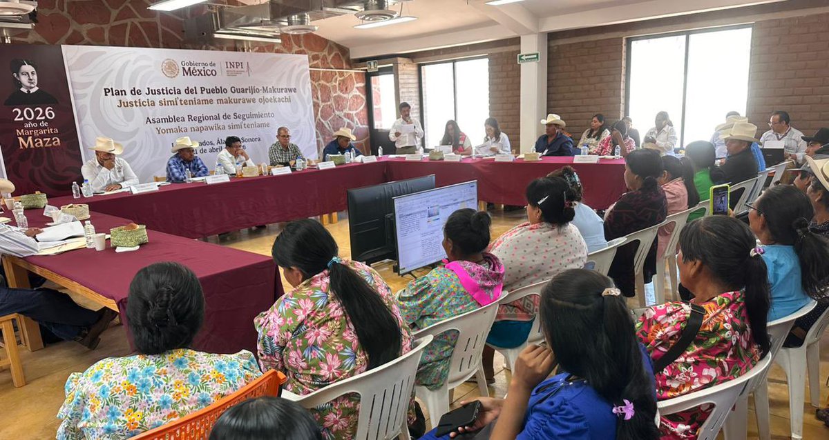 INPImx's tweet photo. #COMUNICADO | 📰🗞️

El Gobierno de México inaugura Comedor Escolar de la Niñez Indígena en el Pueblo Guarijío como un acto de elemental justicia.

▪️ El director general del INPI, Adelfo Regino Montes, informó a las autoridades indígenas que la inversión acumulada del Plan de Justicia del Pueblo Guarijío-Makurawe hasta marzo de 2026 es de 603.6 mdp.
▪️ El presidente de la Mesa Directiva del Pueblo Guarijío-Makurawe, Benito Armenta Ciriaco dio cuenta de los avances de su Plan de Justicia en el marco de la Asamblea Regional.

➡️ https://t.co/pw92lGbzFR

@GobiernoMX @DEELAYUUK