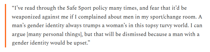 The stuff of nightmares:

When Canada's genderwang policies collide with their burgeoning "Safe Sport" regime.

My latest quotes from an <a href="/ICFSport/">International Consortium on Female Sport (ICFS)</a> article: