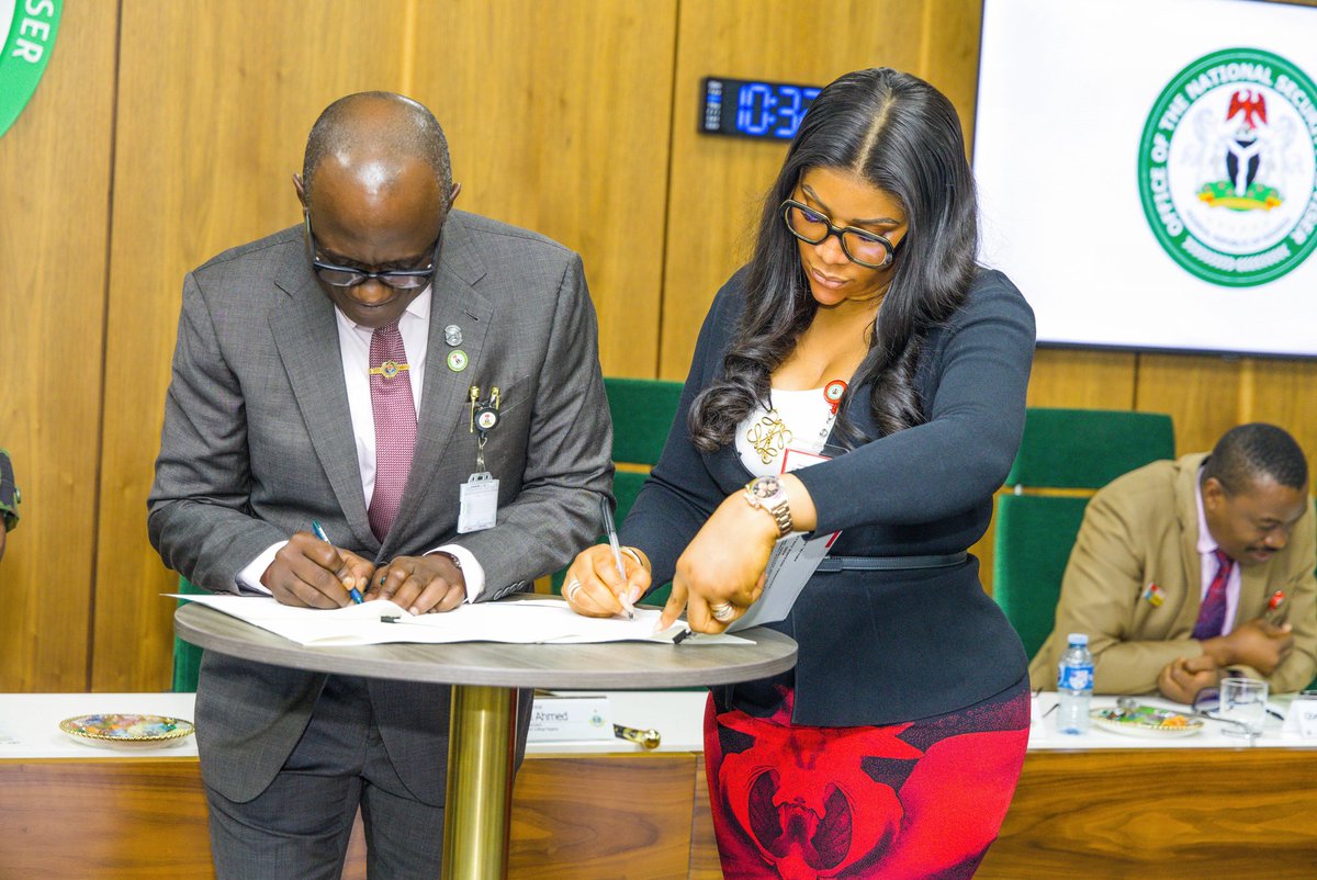 nctconsa's tweet photo. 22 April 2026 | Abuja

The National Counter Terrorism Centre and the National Defence College today signed a Memorandum of Understanding, marking another step in strengthening institutional collaboration.

The MoU signing reflects continued engagement between both institutions in support of national security efforts.

#NCTC #NDC #NationalSecurity #Nigeria