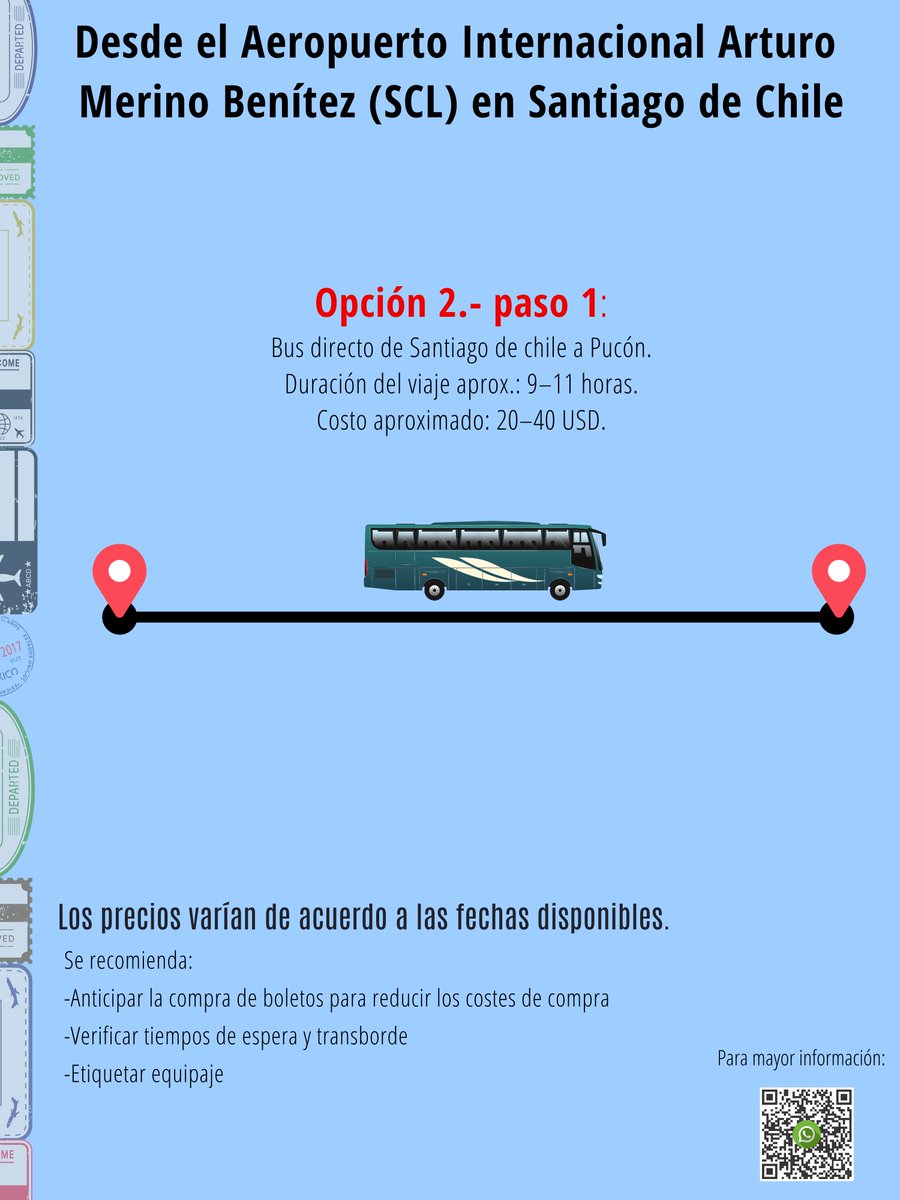 COPANEOINT's tweet photo. Guía del Viajero
Opción 2. Tomar desde ciudad de Santiago bus directo a Pucón, normalmente los buses salen de noche o de mañana, deben considerar trasladarse desde el aeropuerto a la terminal de buses en Santiago, lo cual puede ser en buses o transfer. https://t.co/XNn4AIlAmN