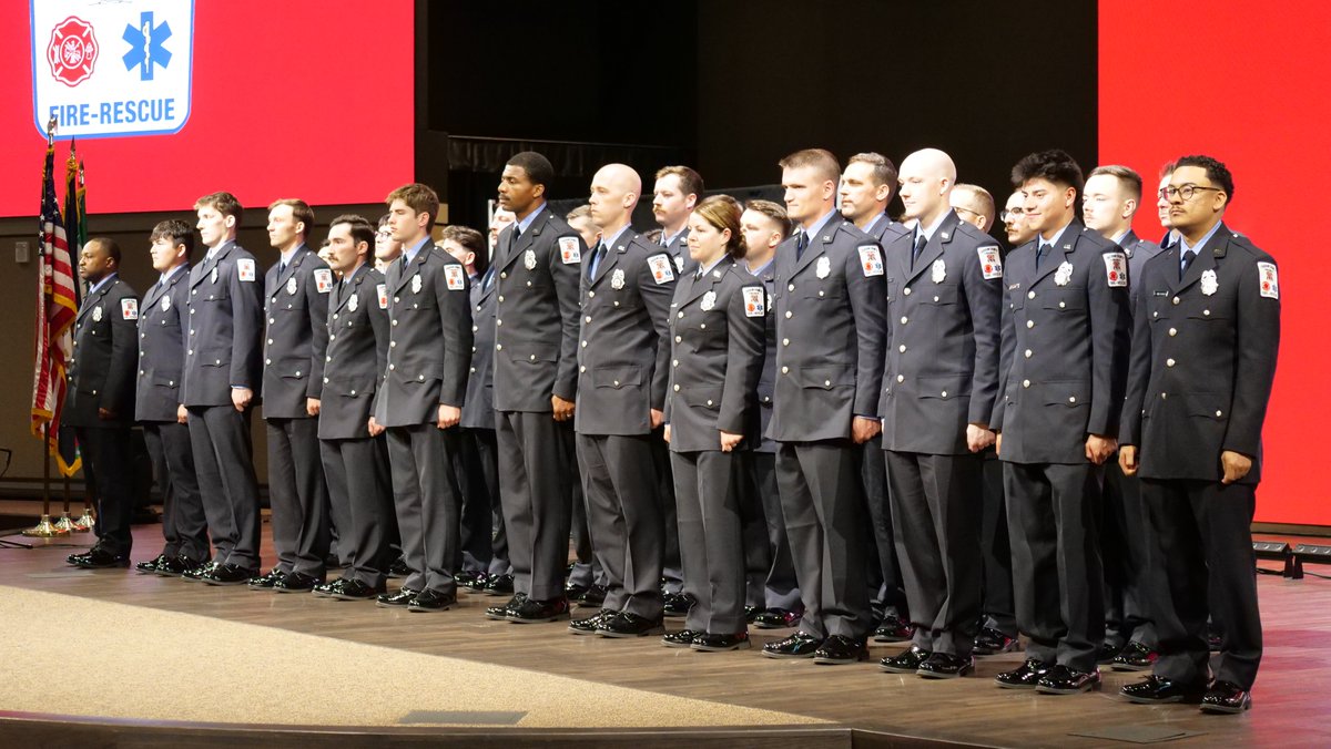 LoudounFire's tweet photo. On Friday, April 17, 2026, we had the honor of celebrating 33 Firefighter/Emergency Medical Technicians (EMT) who graduated from #LCFR 48th &amp; 49th recruit classes in an official ceremony at Cornerstone Chapel in Leesburg. DETAILS📸: https://t.co/8hD5xUHyRf https://t.co/T6jLaCdTax