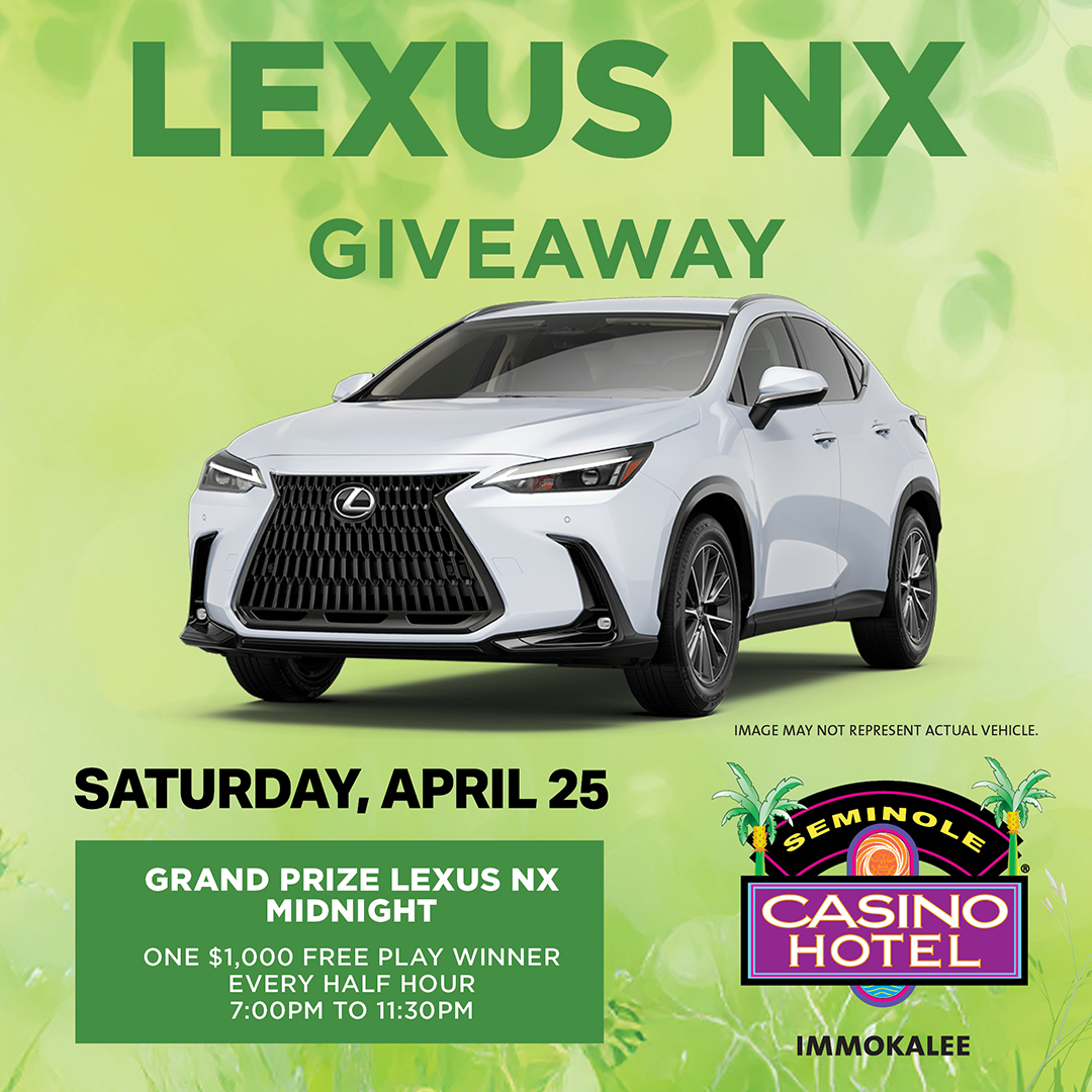 SemCasImmokalee's tweet image. Lexus NX Car giveaway this Saturday, April 25 only #seminolecasinohotelimmokalee 

Earn &amp;amp; Play with Unity to be in the drawing!

Learn more 🔗 bit.ly/4q9qHT4

#moreinparadise #swfl #cargiveaway